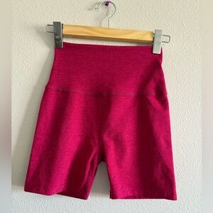 Beyond Yoga High-Waist Bike Shorts in Magenta